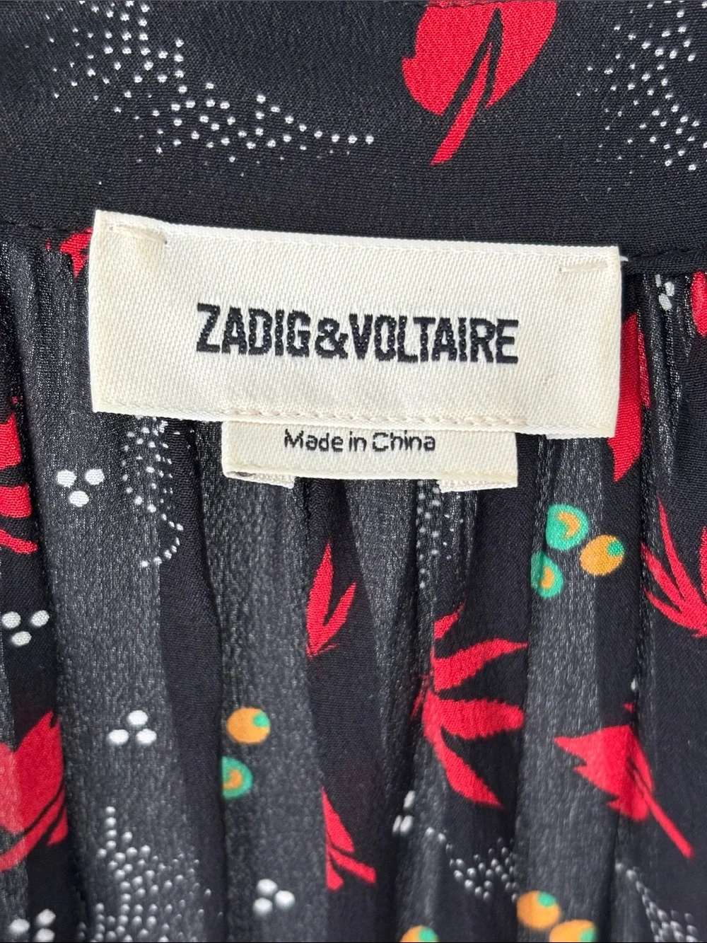 Zadig & Voltaire Black Long-Sleeve Shift Dress with Red Floral Print - Picture 2 of 12